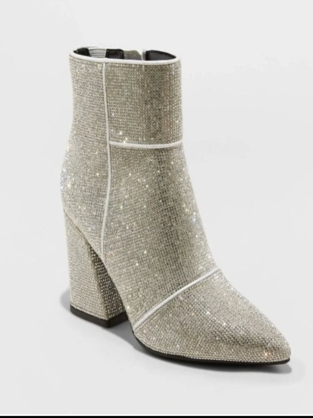 A New Day Cailin Silver Rhinestone Ankle Boots NWOT